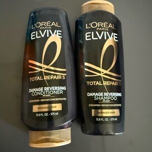 L'Oreal Elvive Total Repair 5 Shampoo and Conditioner - Black and Gold